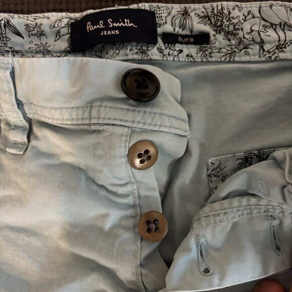 Paul Smith Jeans Chino Shorts Men’s Size 31 – Light Green-Blue, Designer Casual - Picture 4 of 4